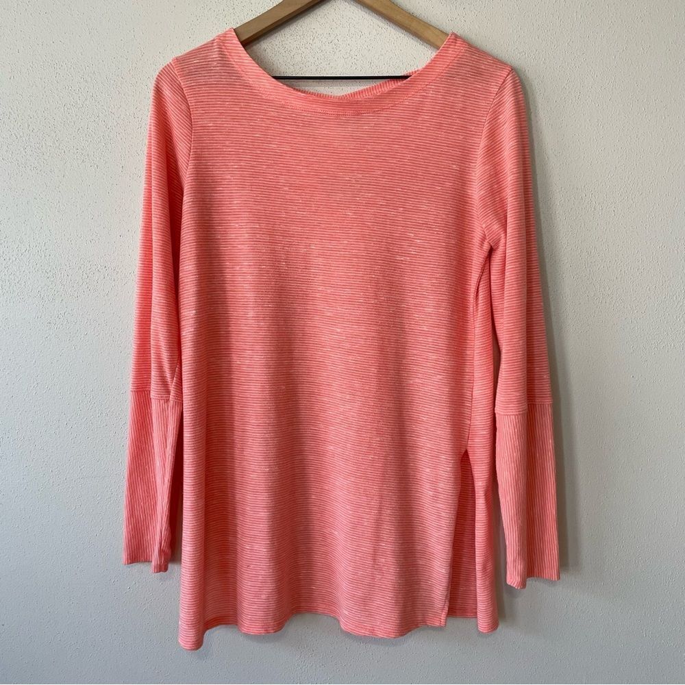 Prana Esme Pink and White Striped Shirt - Size: Medium